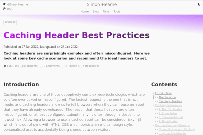 screenshot of Caching Header Best Practices