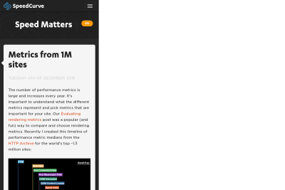 screenshot of Metrics from 1M Sites