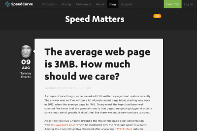 screenshot of The average web page is 3MB. How much should we care?