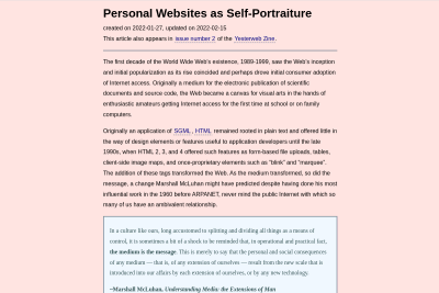 screenshot of Personal Websites as Self-Portraiture