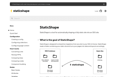 screenshot of StaticShape — Migrate to an SSG at scale