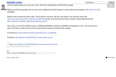 screenshot of Own your notes