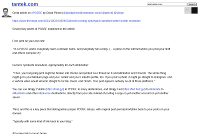 screenshot of Great article on #POSSE by David Pierce