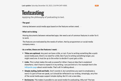 screenshot of Textcasting