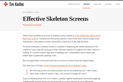 screenshot of Effective Skeleton Screens