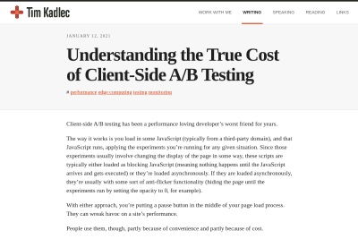 screenshot of Understanding the True Cost of Client-Side A/B Testing