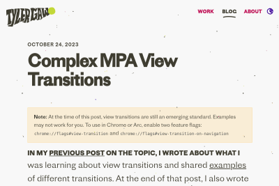 screenshot of Complex MPA View Transitions