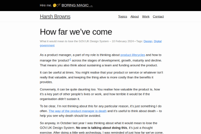 screenshot of How far we’ve come: What it would mean to lose the GOV.‌UK Design System