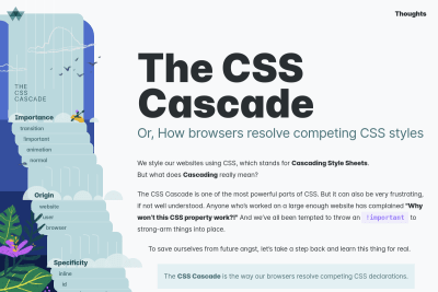 screenshot of The CSS Cascade, or how browsers resolve competing CSS styles