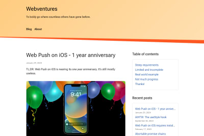 screenshot of Web Push on iOS - 1 year anniversary