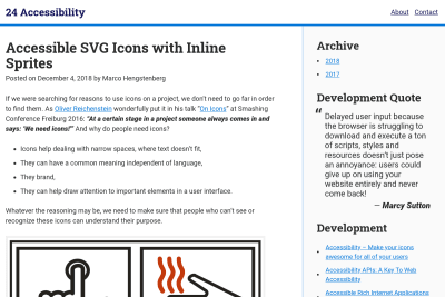screenshot of Accessible SVG Icons with Inline Sprites