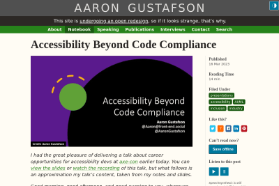 screenshot of Accessibility Beyond Code Compliance