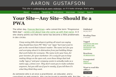 screenshot of Your Site—Any Site—Should be a PWA