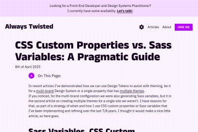 screenshot of CSS Custom Properties vs. Sass Variables: A Pragmatic Guide