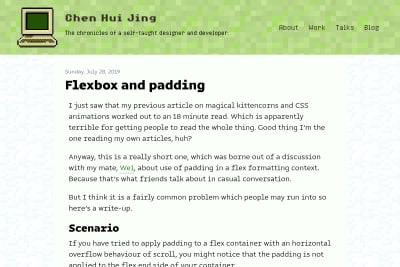 screenshot of Flexbox and padding