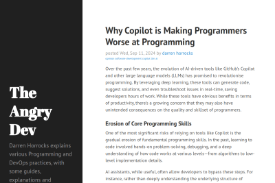 screenshot of Why Copilot is Making Programmers Worse at Programming