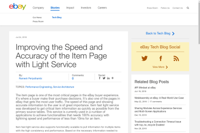 screenshot of Improving the Speed and Accuracy of the Item Page with Light Service