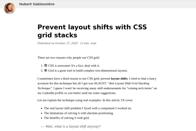 screenshot of Prevent layout shifts with CSS grid stacks