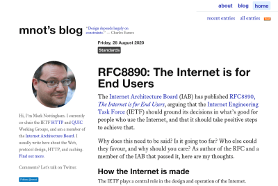 screenshot of RFC8890: The Internet is for End Users