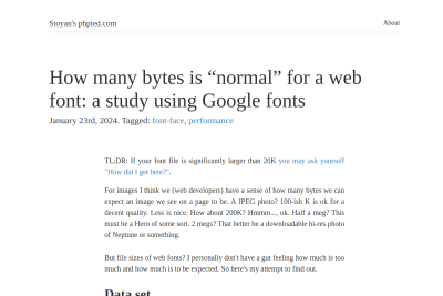 screenshot of How many bytes is “normal” for a web font: a study using Google fonts