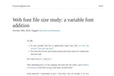 screenshot of Web font file size study: a variable font addition