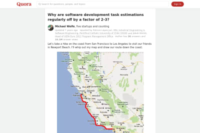 screenshot of Why are software development task estimations regularly off by a factor of 2-3?