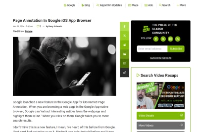 screenshot of Google iOS App Page Annotation