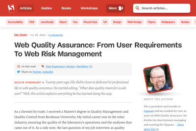 screenshot of Web Quality Assurance: From User Requirements To Web Risk Management