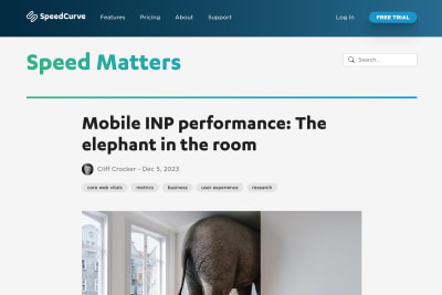 screenshot of Mobile INP performance: The elephant in the room