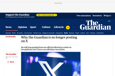 screenshot of Why the Guardian is no longer posting on X