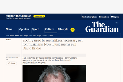 screenshot of Spotify used to seem like a necessary evil for musicians. Now it just seems evil