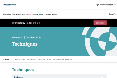 screenshot of Thoughtworks Technology Radar Volume 26