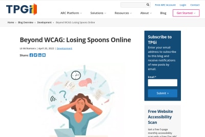 screenshot of Beyond WCAG: Losing Spoons Online