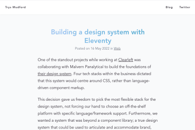 screenshot of Building a design system with Eleventy
