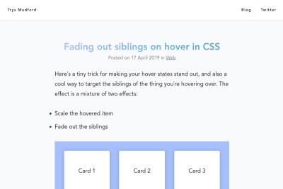 screenshot of Fading out siblings on hover in CSS