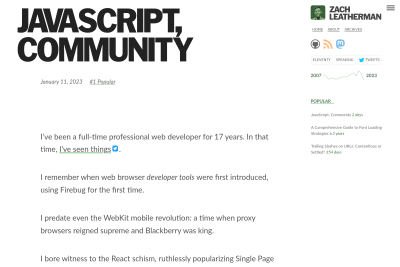 screenshot of JavaScript, Community