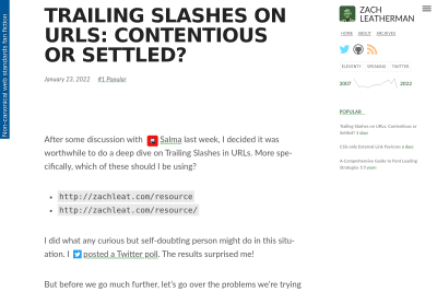 screenshot of Trailing Slashes on URLs: Contentious or Settled?