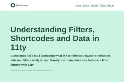 screenshot of Understanding Filters, Shortcodes and Data in 11ty
