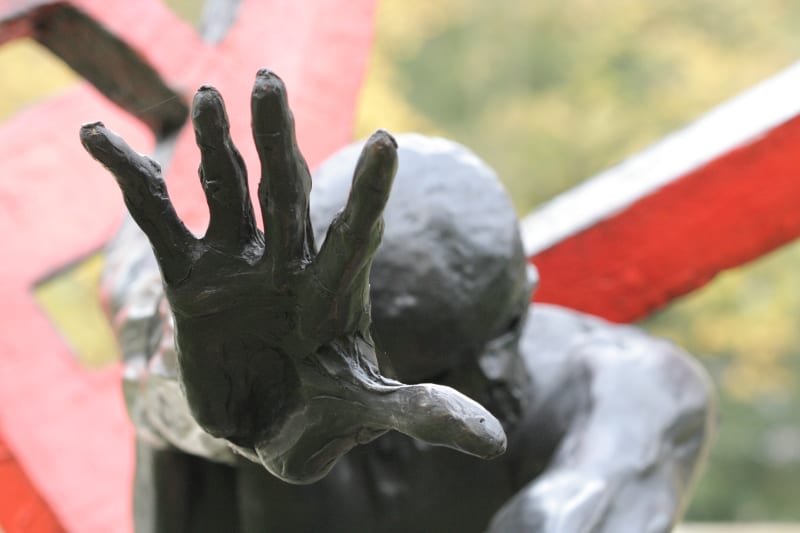 A very close statue hand