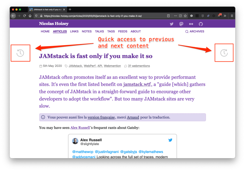 Screenshot showing quick access buttons
