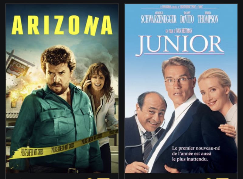 Affiches des films « Arizona » et « Junior »