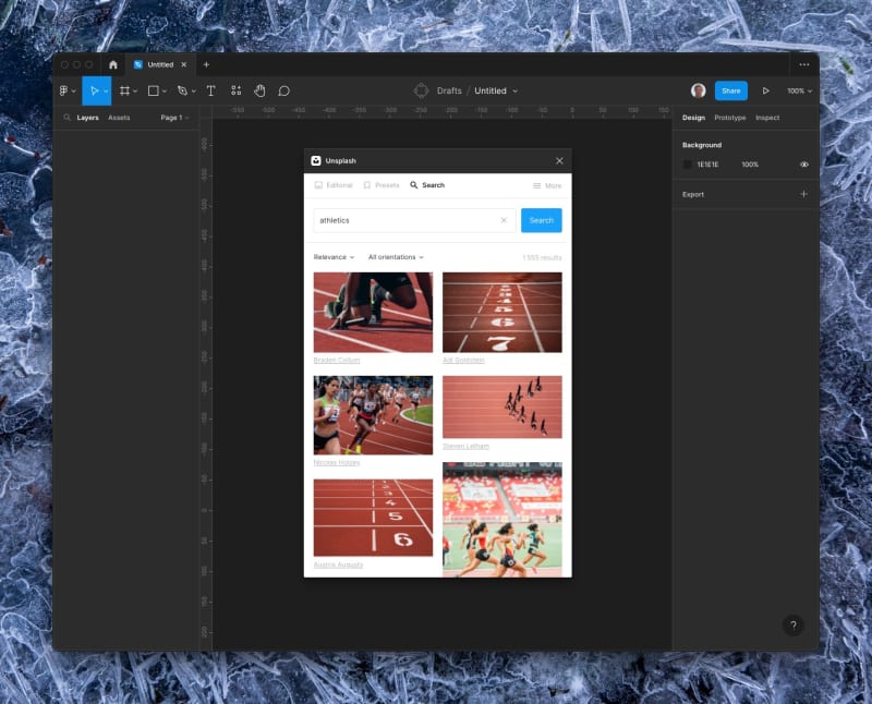 The Unsplash plugin in Figma with a search result