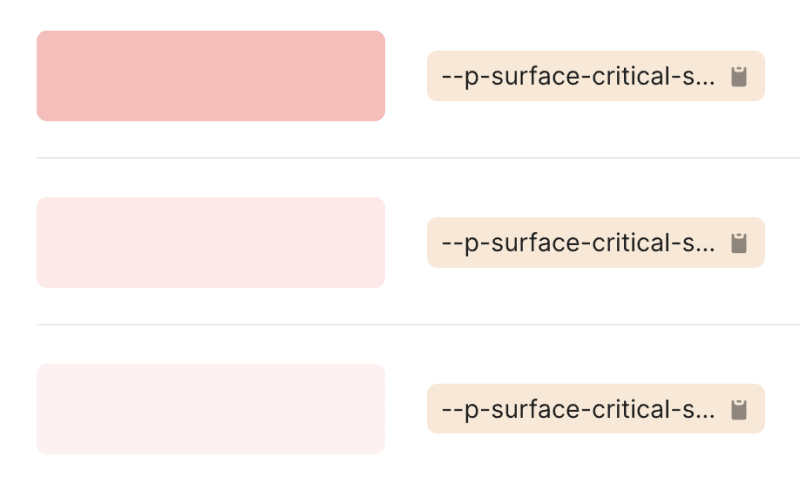 3 design tokens have their names truncated, so they look the same