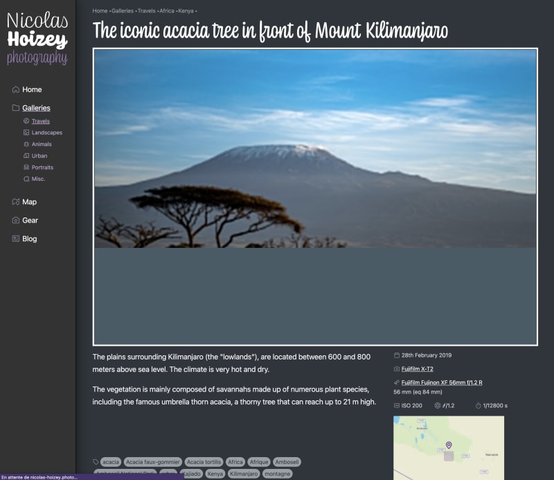 Screenshot of a page with a photo partially loaded