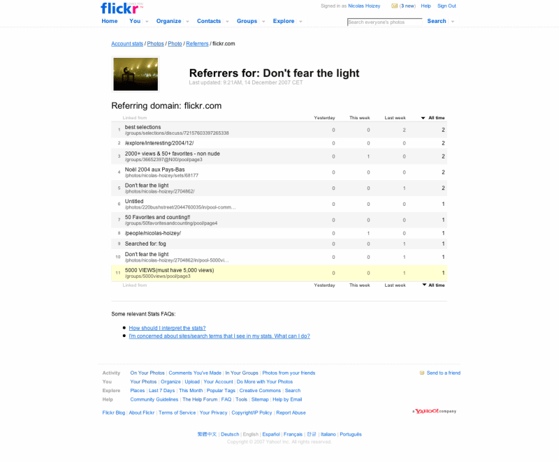 Flickr fourni des statistiques aux utilisateurs pro - Nicolas Hoizey