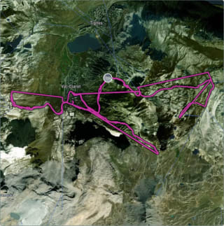 Carte de l'activité Ski alpin dans l'après-midi
