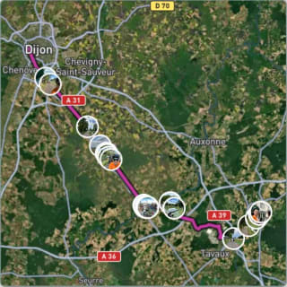 Carte de l'activité Dijon → Tournus - Jour 1