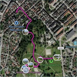 Carte de l'activité Balade autour de la forteresse Kristiansten à Trondheim