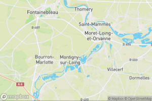 Map showing location of “Like a castaway on a makeshift raft” in Fontainebleau, France