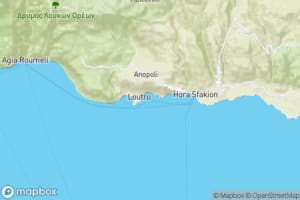 Map showing location of “Loutro, accessible only by boat or on foot” in Anópoli, Grèce